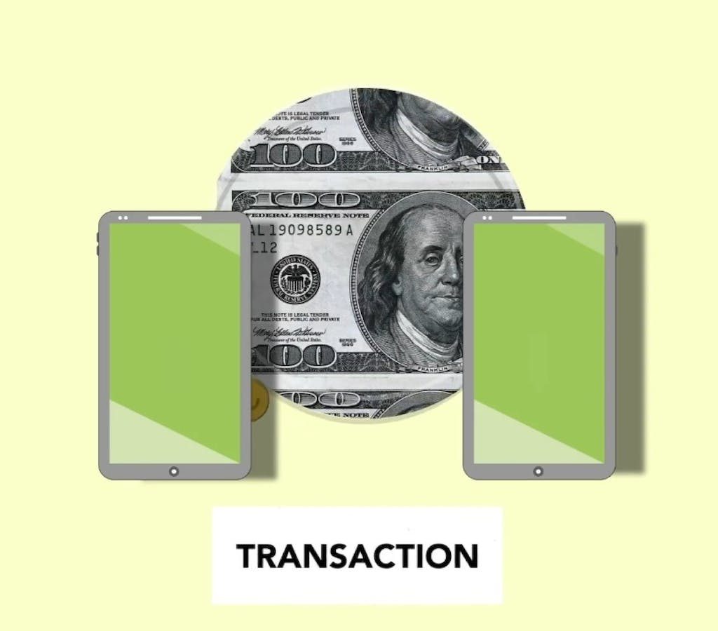 Isometric image of online money transfer via mobile phones on light background